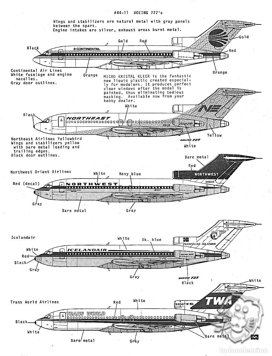Maquetas: Calcas Microscale 1:144 Boeing 727 #44-11 - Foto 3