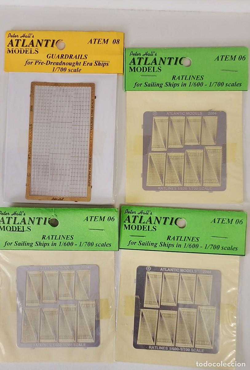 Maquetas: RATLINES (FLECHASTES), (3 bolsas) y GUADRAILS (BARANDILLAS) de ATLANTIC M - 1/700