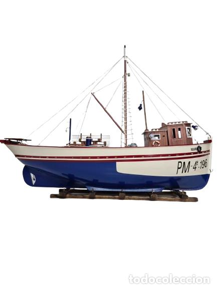 Maquetas: Maqueta de Barco Pesquero, Marivent - Barco de Arreatre del Mediterraneo - Madera Pintada a Mano