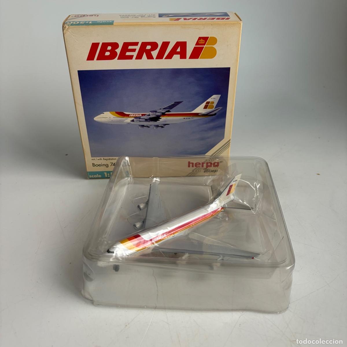 Maquetas: Avion Iberia Boeing 747-200 escala 1:500 ref. 504577 Herpa Wings