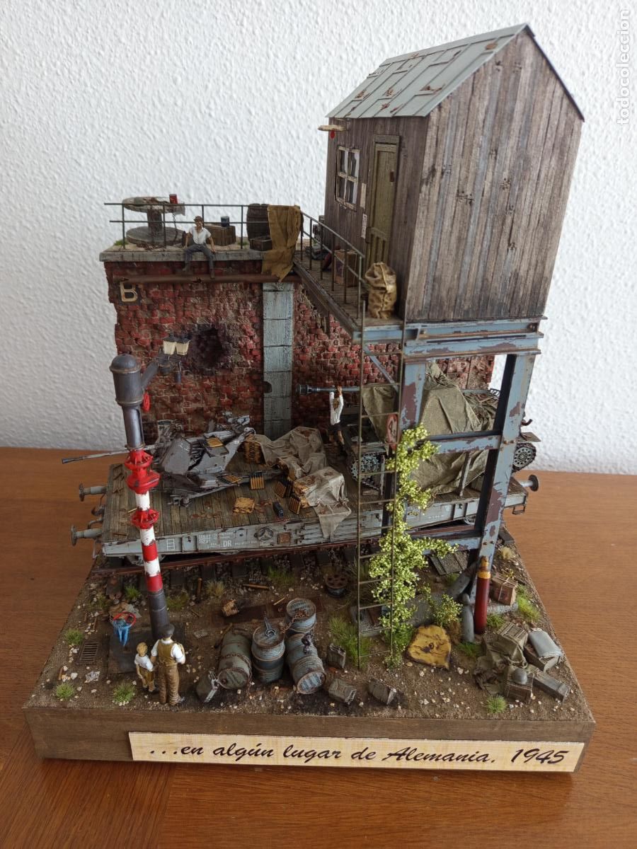 Maquetas: WWII 1/35 DIORAMA ESTACION FERROCARRIL ABANDONADA ALEMANIA MONTADO Y PINTADO