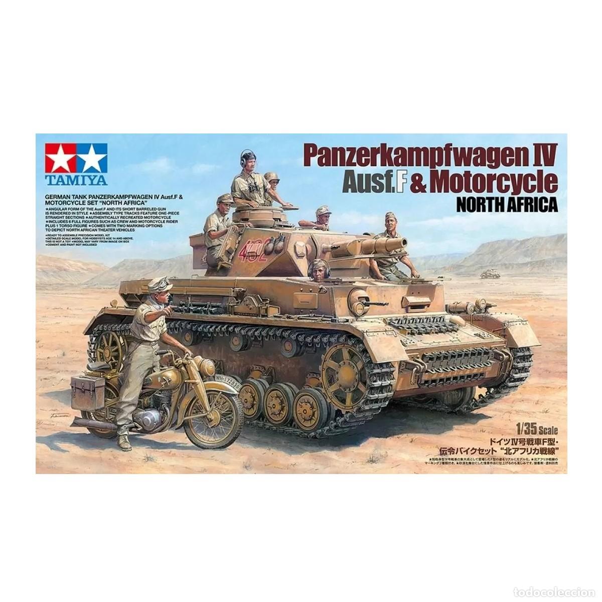 Maquetas: Maqueta TAMIYA 1/35 Panzerkampfwagen IV Ausf.F & Motorcycle Set &ldquo;North Africa&rdquo;