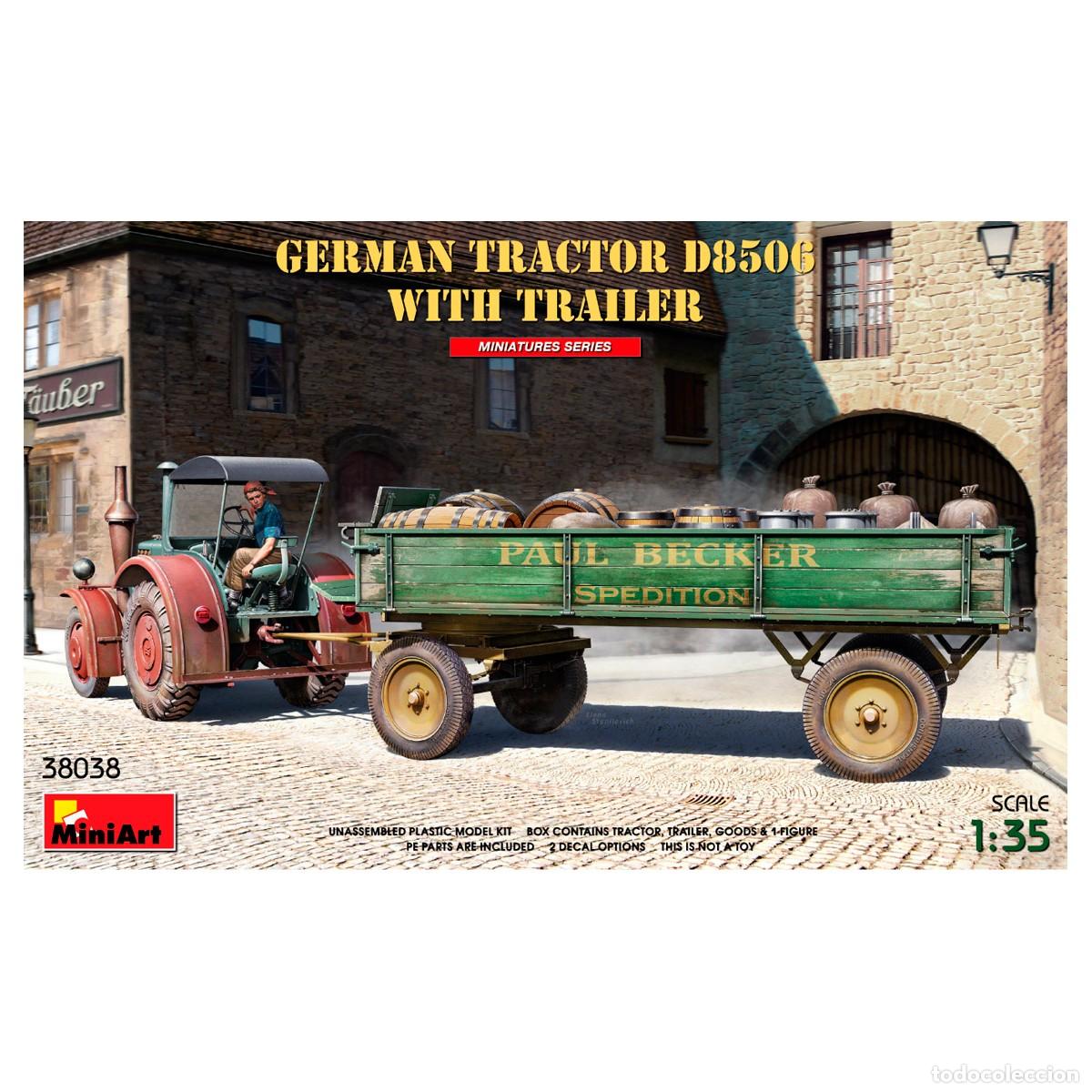 Maquetas: Maqueta MINIART Escala 1/35 German Tractor D8506 with Trailer y accesorios