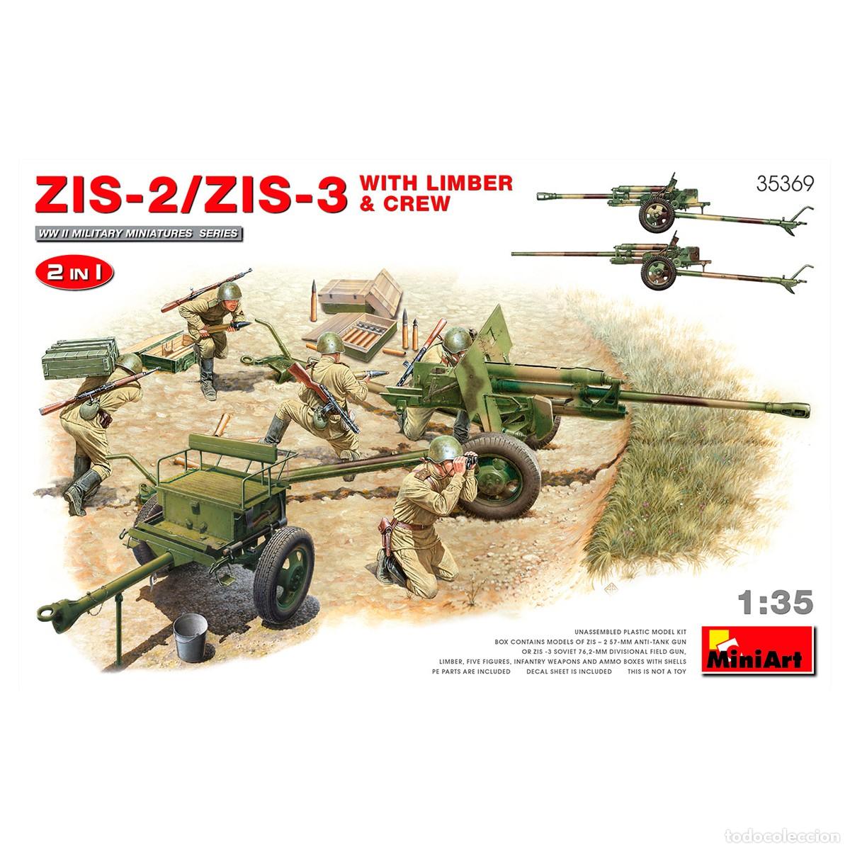 Maquetas: Maqueta MINIART Escala 1/35 ZIS-2/ZIS-3 With LIMBER & CREW. 2 IN 1
