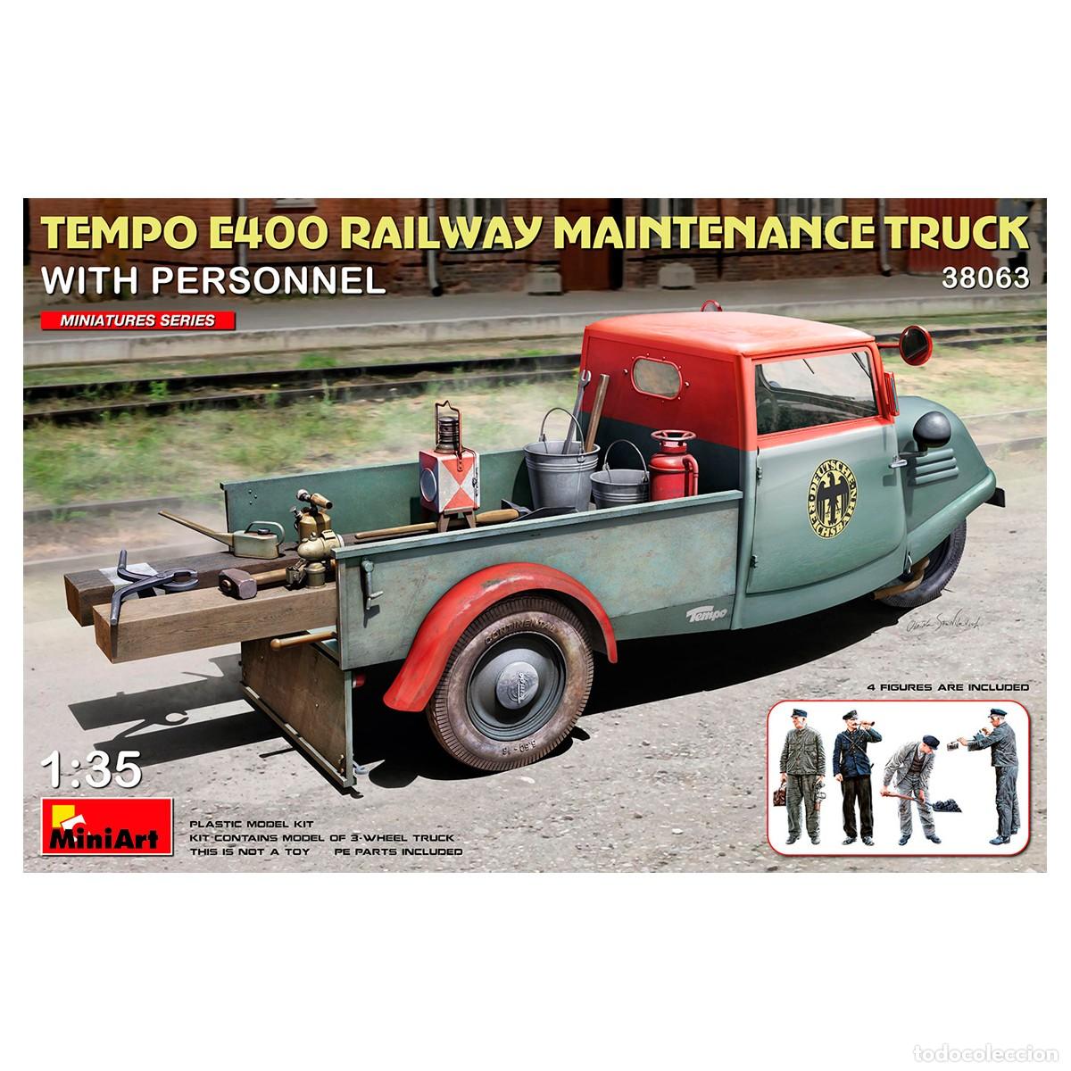 Maquetas: Maqueta MINIART Escala 1/35 Tempo E400 Railway Maintenance Truck with Personnel