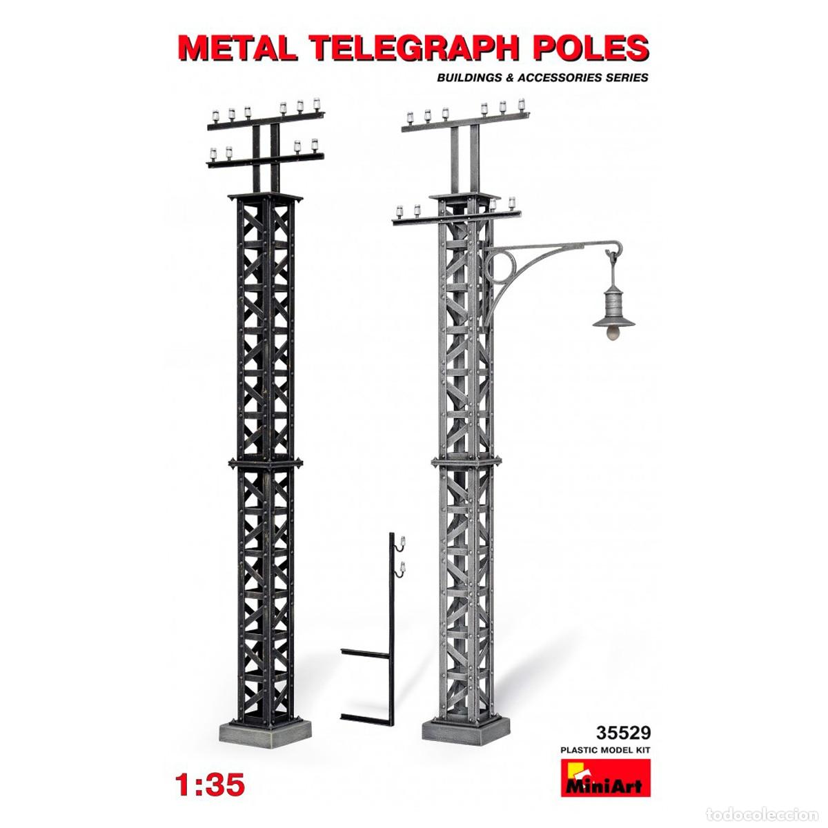 Maquetas: Maqueta MINIART Escala 1/35 Metal Telegraph Poles