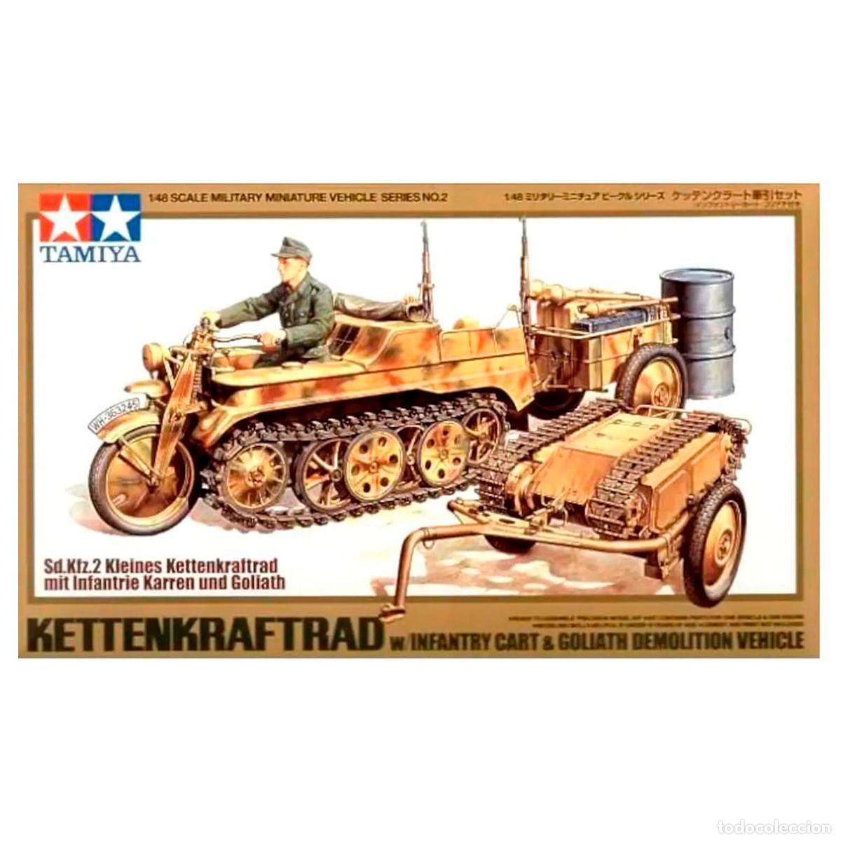 Maquetas: Maqueta Tamiya Escala 1/48 Kettenkraftrad w/Cart & Goliath