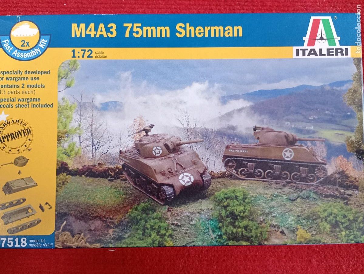Maquetas: Maqueta Italeri Tanques Dos M4A3 75mm Sherman Escala 1:72
