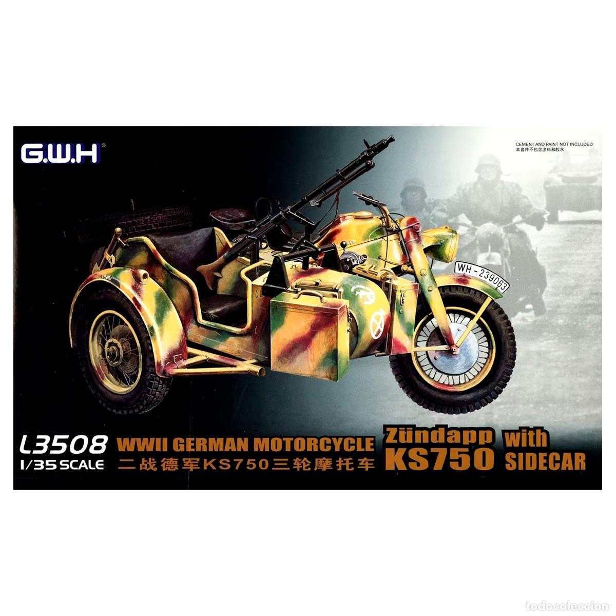 Maquetas: GWH - German IIWW Motorcycle Zundapp KS 750 with Sidecar LEER DESCRIPCION 1/35 L 3508