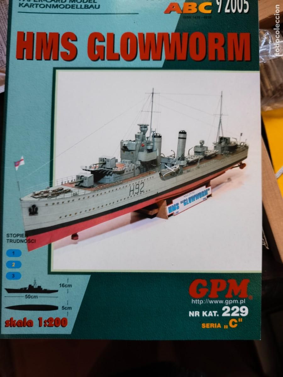 Maquetas: HMS Glowworm. Recortable. GPM
