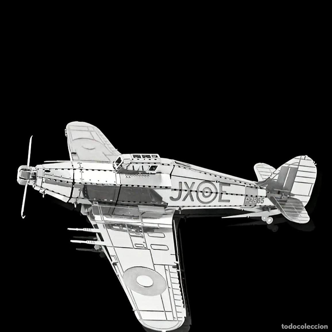 Maquetas: MAQUETA CAZA HURRICANE FIGHTER EN ACERO 3D PARA MONTAR SIN PEGAMENTO