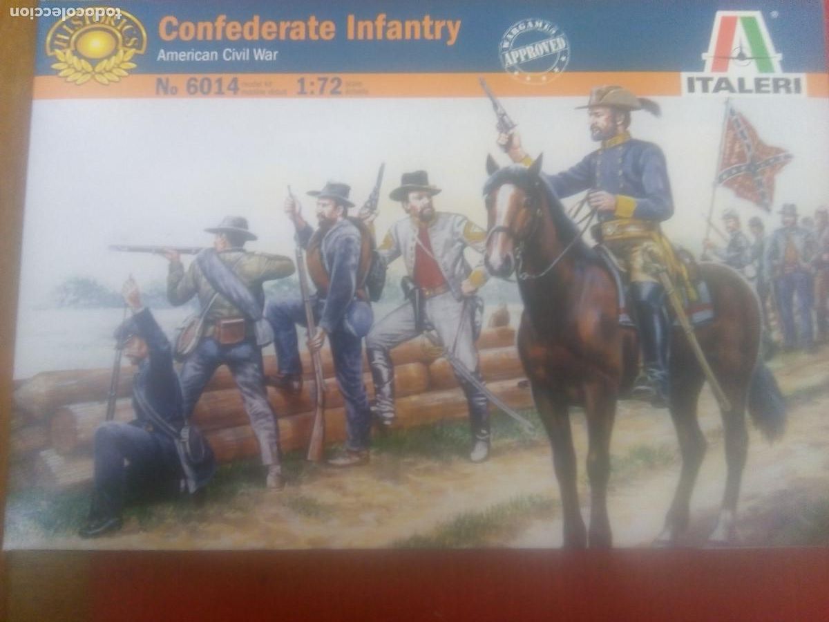 Maquetas: SOLDADOS INFANTER&Iacute;A CONFEDERADA CON OFICIAL MONTADO 1/72 ITALERI