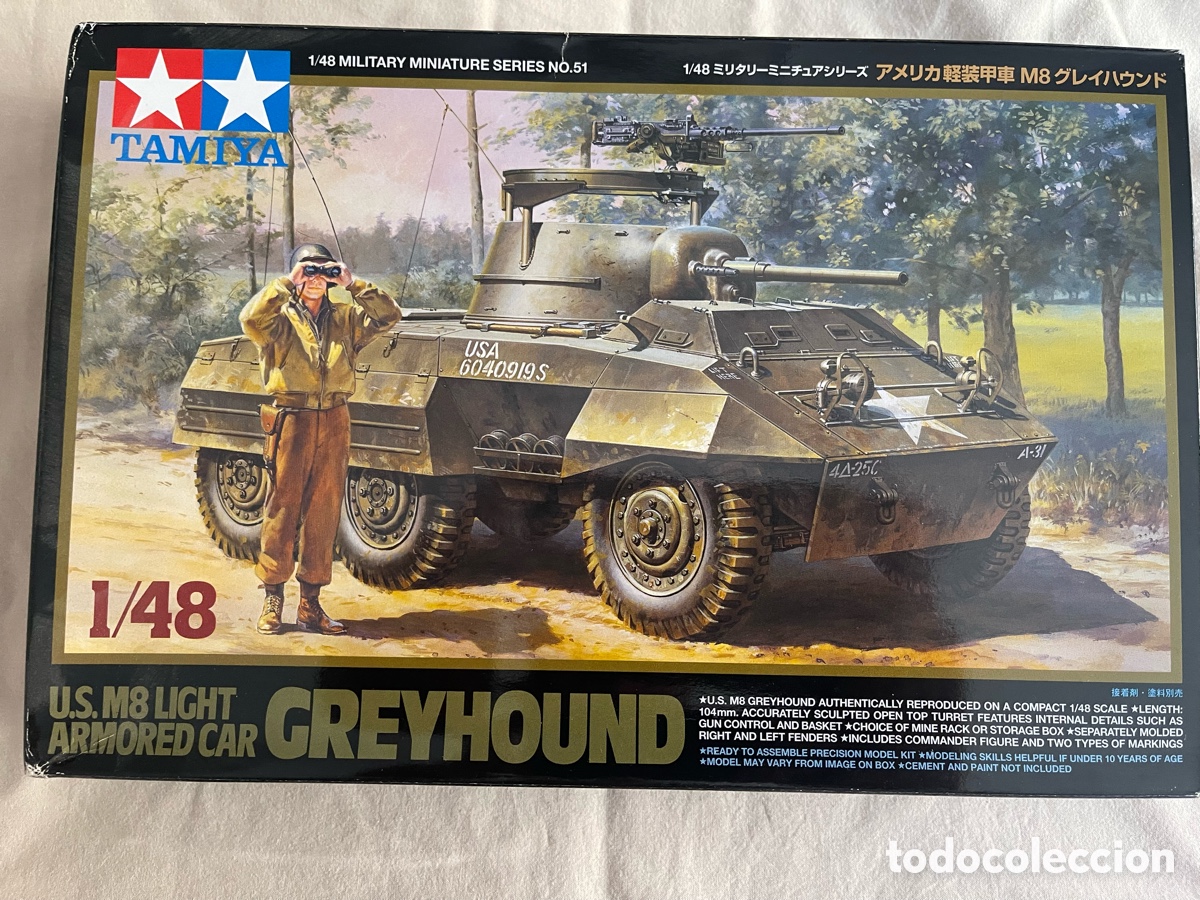 Maquetas: U.S. M8 Ligh Armored Car GREYHOUND 1:48 TAMIYA 32551 maqueta carro