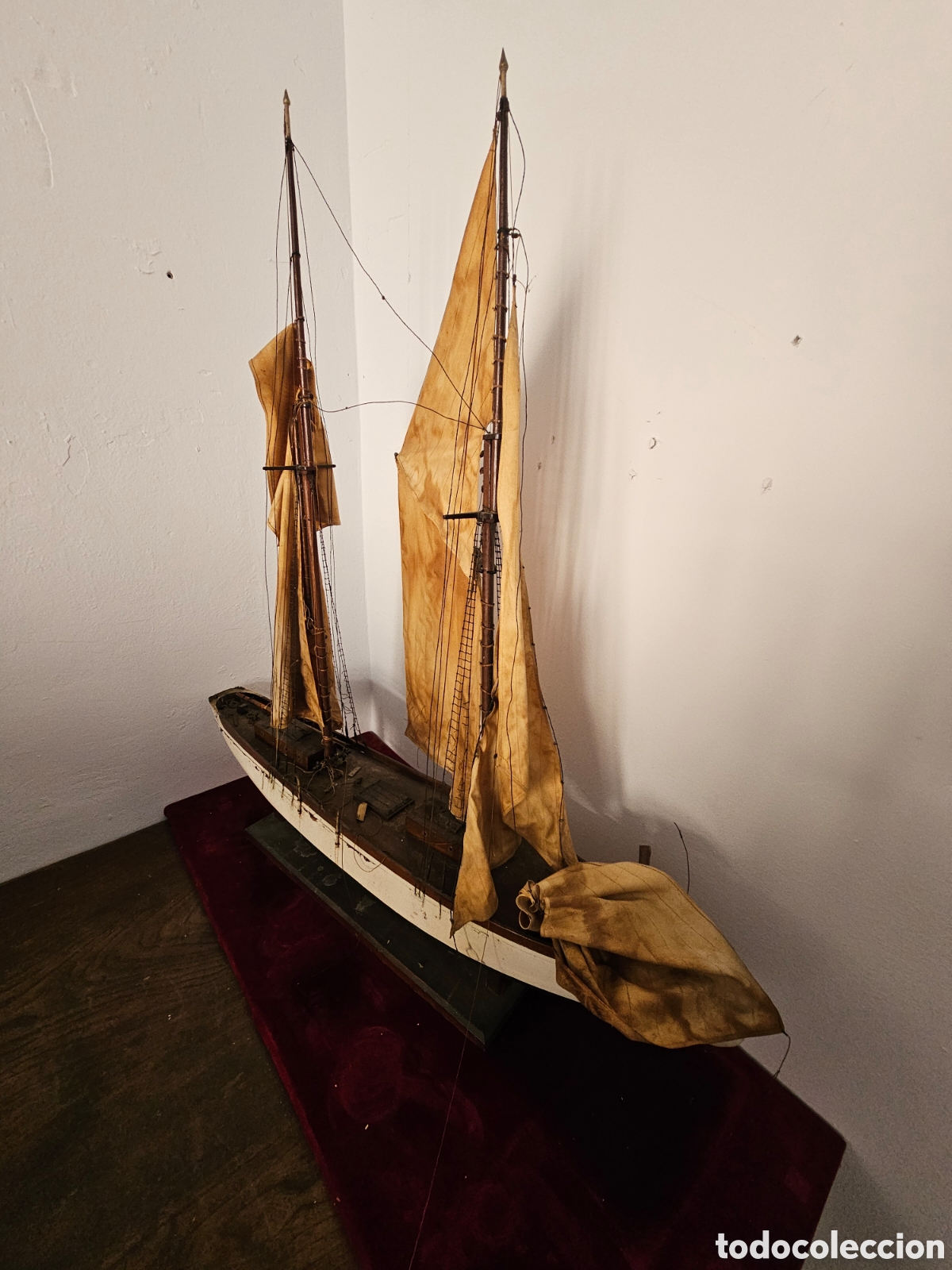 Maquetas: ​Antigua Maqueta Naval de Madera &rdquo;Montserrat - Barcelona&rdquo; | Goleta de Dos M&aacute;stiles NO SE ENV&Iacute;A