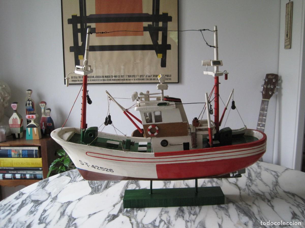 Maquetas: PRECIOSO BARCO DE PESCA DE MADERA - MAQUETA - PESQUERO TERRE&Ntilde;O, COLINDRES - CANTABRIA
