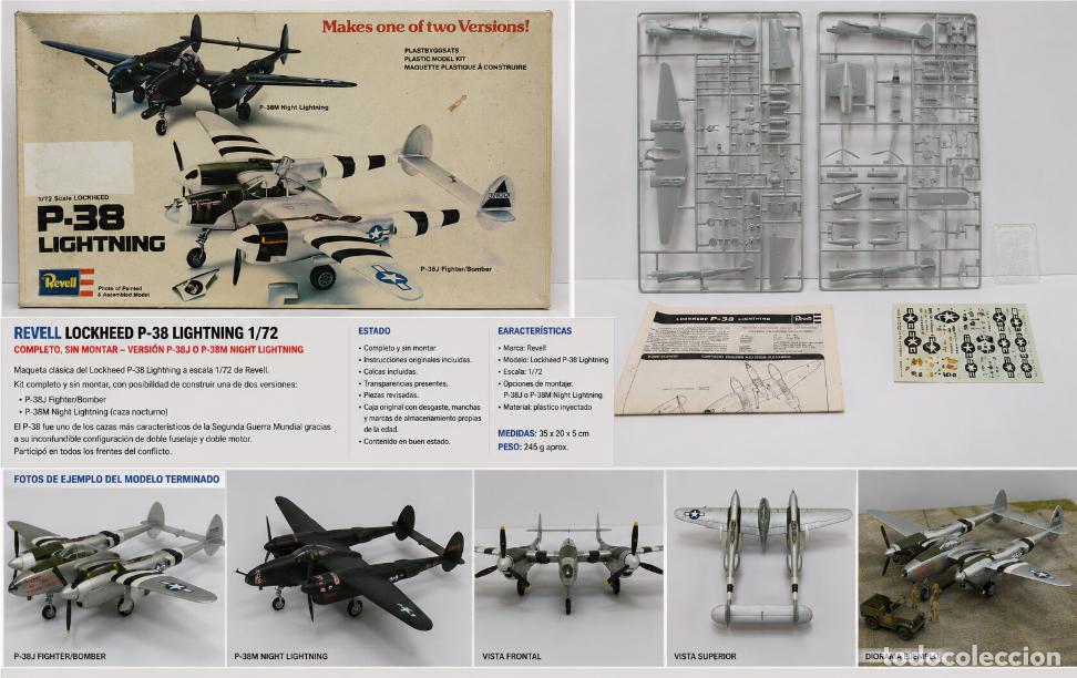 Maquetas: MAQUETA REVELL H-220 LOCKHEED P-38 LIGHTNING ESCALA 1/72