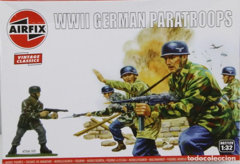 Maquetas: Maqueta figuras alemanas paracaidistas Fallschirmjager, ref. A02712V, 1/32, Airfix
