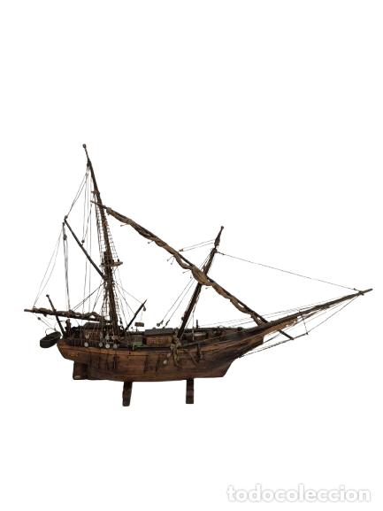Maquetas: Maqueta Artesanal de un Gale&oacute;n - Barco Antiguo - Madera y Tela