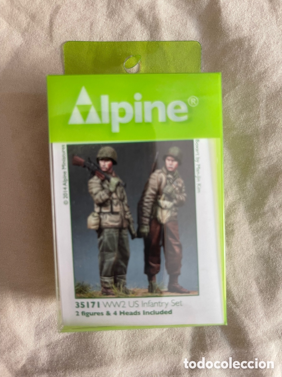 Maquetas: WW2 Infantry Set 2 figuras 4 cabezas 1:35 ALPINE 35171 maqueta figuras carro diorama tanque