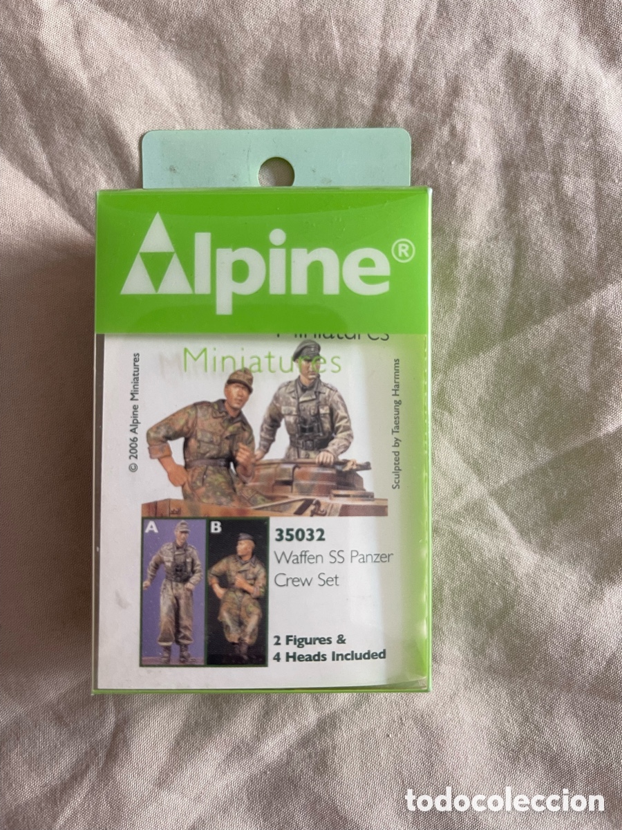 Maquetas: WAFFEN SS Panzer Crew Set 2 figuras y cuatro cabezas 1:35 ALPINE 35032 maqueta figuras carro