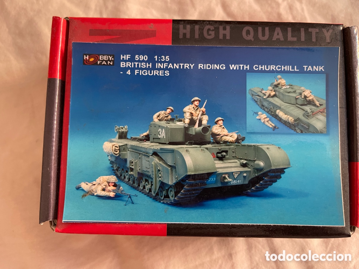 Maquetas: British Infantry Riding w Churchill 4 figures 1:35 HOBBY FAN HF 590 maqueta figura tanque carro dior