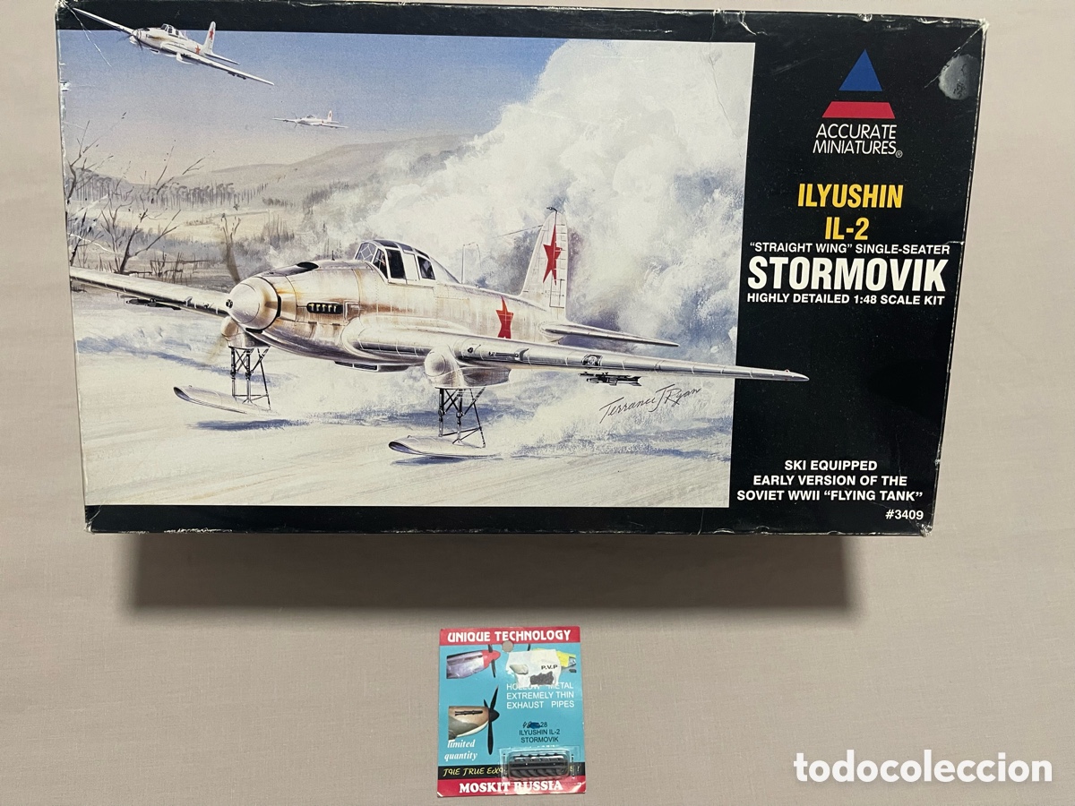 Maquetas: ILLIUSHIN IL-2 STORMOVIK Single Seater Winter Skis 1:48 ACCURATE MINIATURES 3409 maqueta avi&oacute;n pat&iacute;n