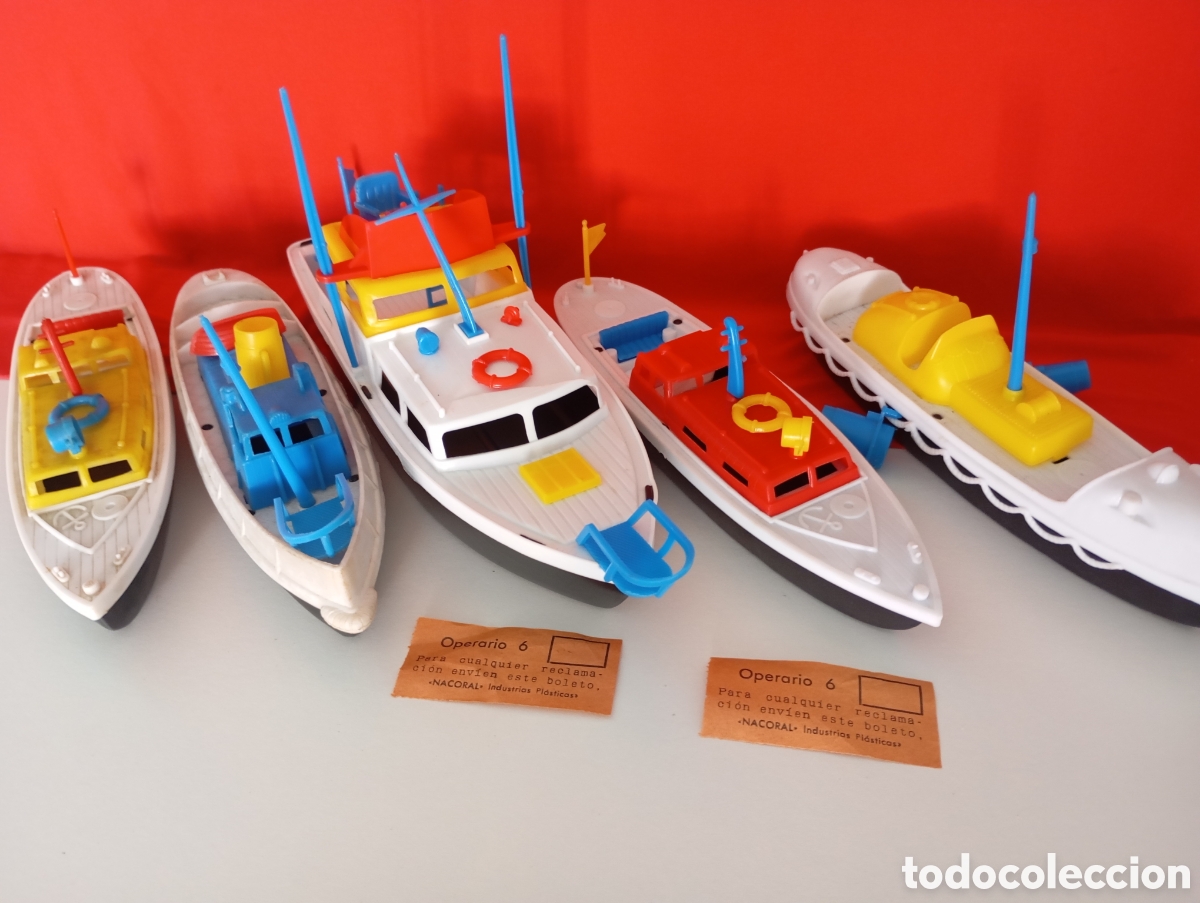 Maquetas: 5 Barcos Nacoral A&ntilde;os 70 pl&aacute;stico inyectado juguete antiguo retro de tienda nuevos* colecci&oacute;n escala