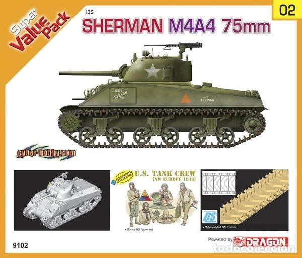 Maquetas: DRAGON - Sherman M4A4 75mm Plus U.S Tank Crew (NW Europe 1944) leer descripcion 1/35 9102