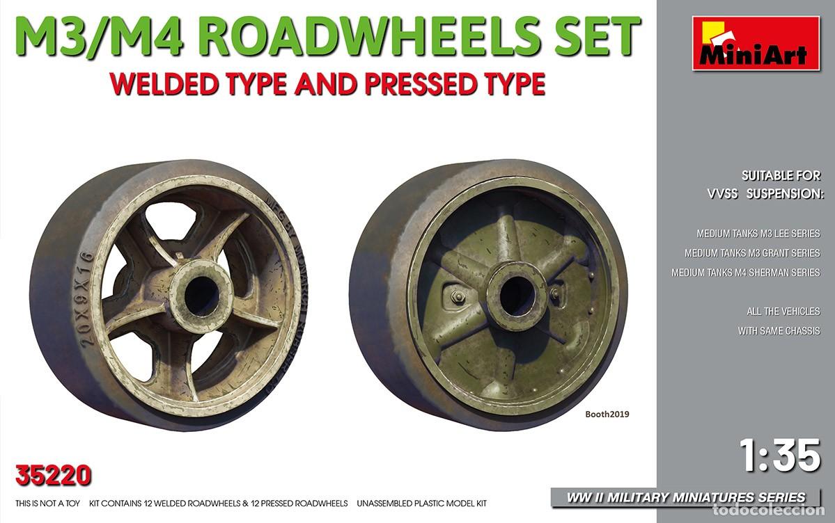 Maquetas: MINIART - M3/M4 Roadwheels set welded type and pressed type 1/35 35220 - Foto 1