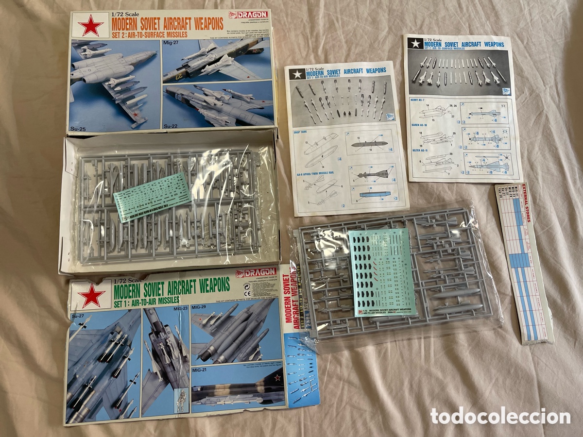 Maquetas: MODERN SOVIET ARCRAFT WEAPONS SET 1 y 2 1:72 HASEGAWA MISILES BOMBAS Amaqueta avi&oacute;n