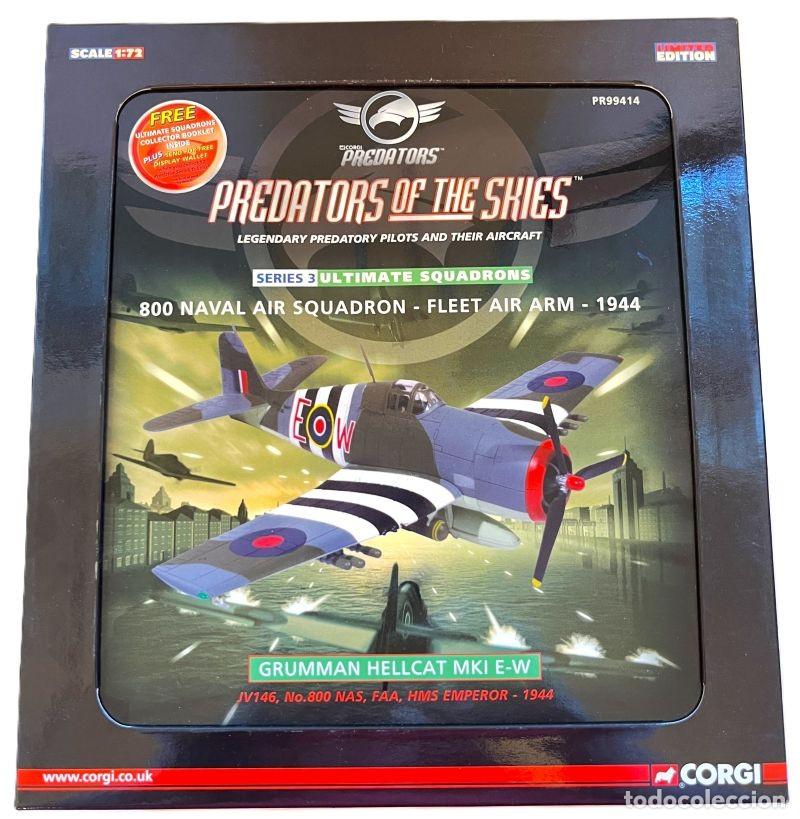 Maquetas: Corgi Aviation Archive Predators 1:72 PR99414 Grumman F6F Hellcat RNFAA No.800 NAS, HMS Emperor 1944