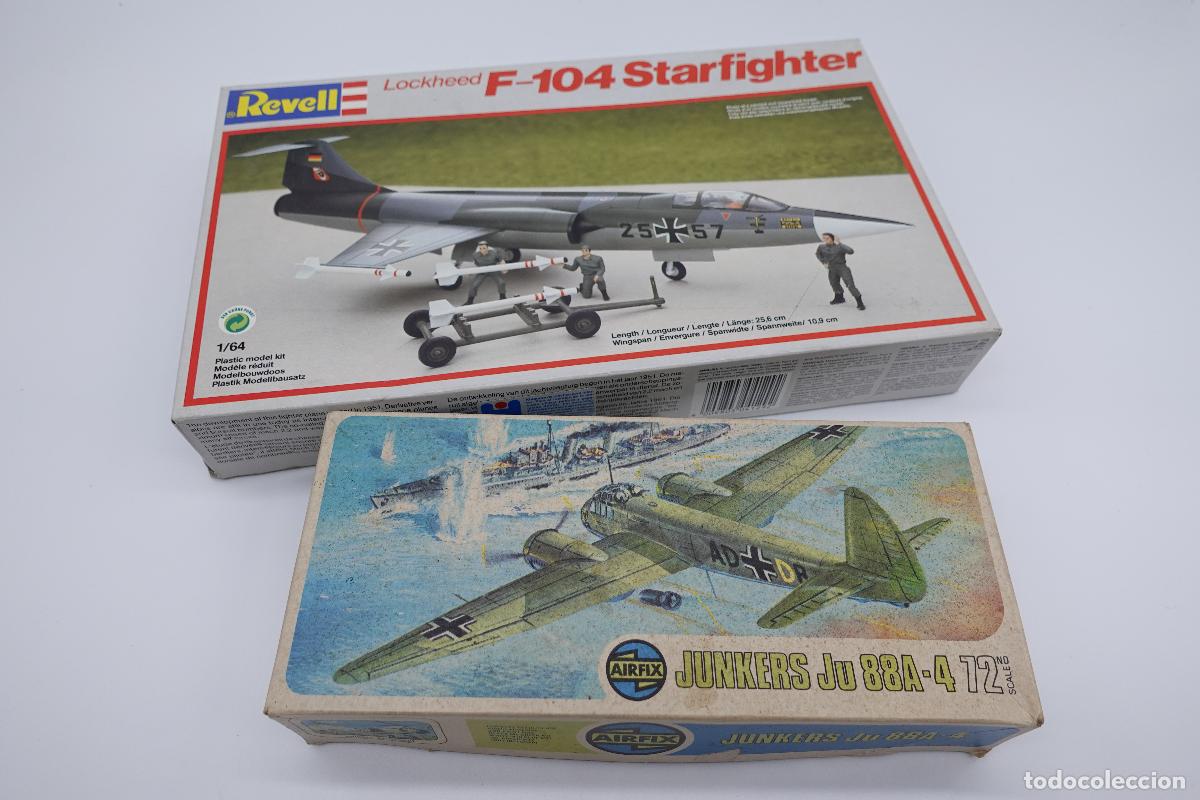 Macchiette: LOTE DE 2 MAQUETAS PARA MONTAR AVIONES REVELL LOCKHEED F-104 Y AIRFIX JUNKERS JU 88