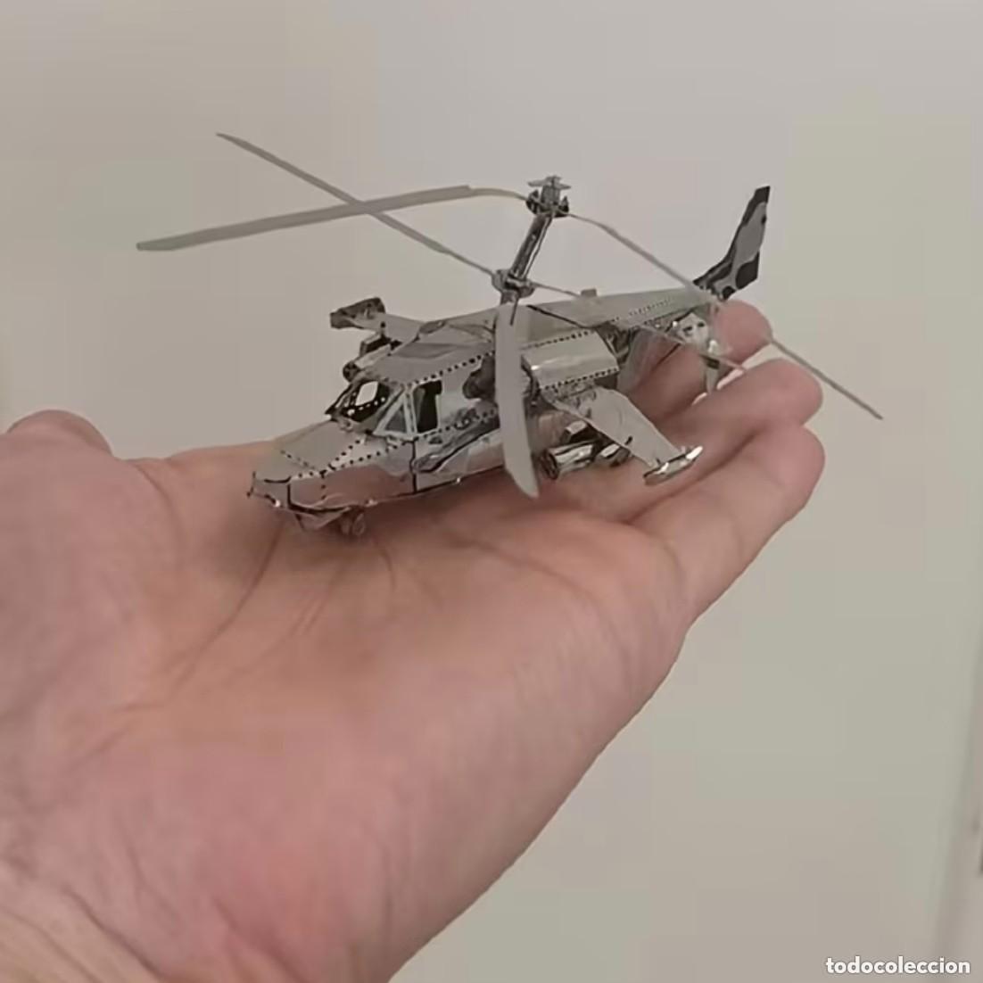 Macchiette: MAQUETA HELICOPTERO KAMAROV KA-50 TIBURON NEGRO EN ACERO 3D PARA MONTAJE SIN PEGAMENTO