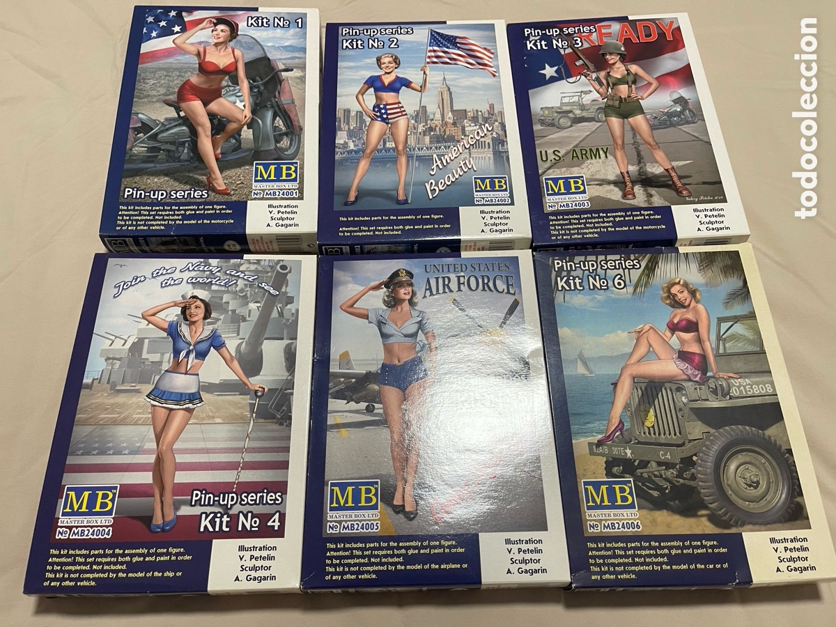 Models: Colecci&oacute;n PINUP SERIES 6 figuras 1:24 MASTER BOX 24001 a 24006 maqueta figuras