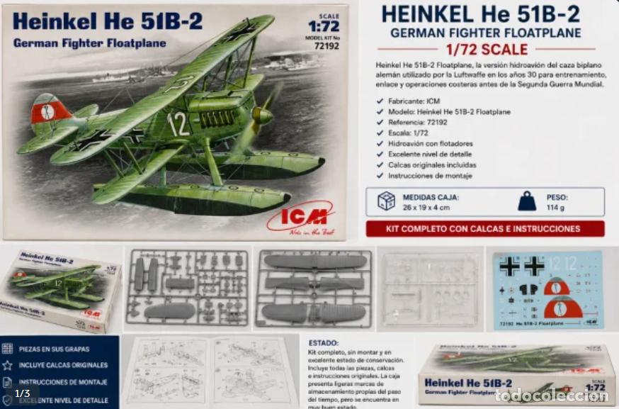 Maquetas: Maqueta ICM Heinkel He 51B-2 Hidroavi&oacute;n 1/72