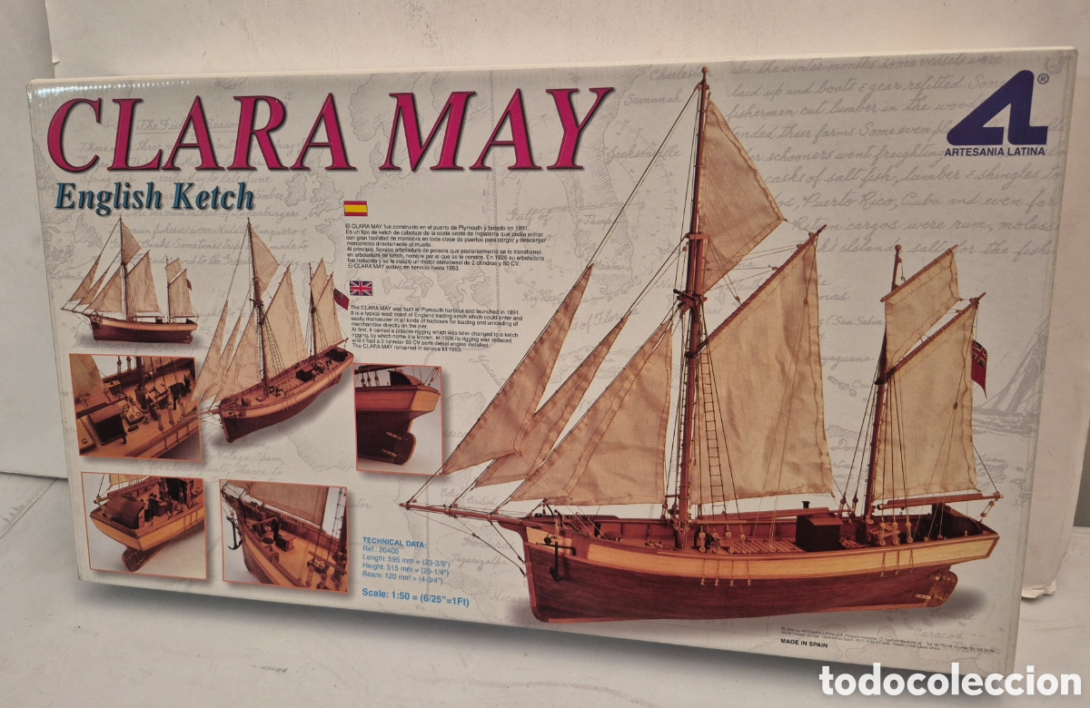 Maquetas: ARTESANIA LATINA MAQUETA BARCO CLARA MAY ENGLISH KETCH ESCALA 1:50, NUEVO