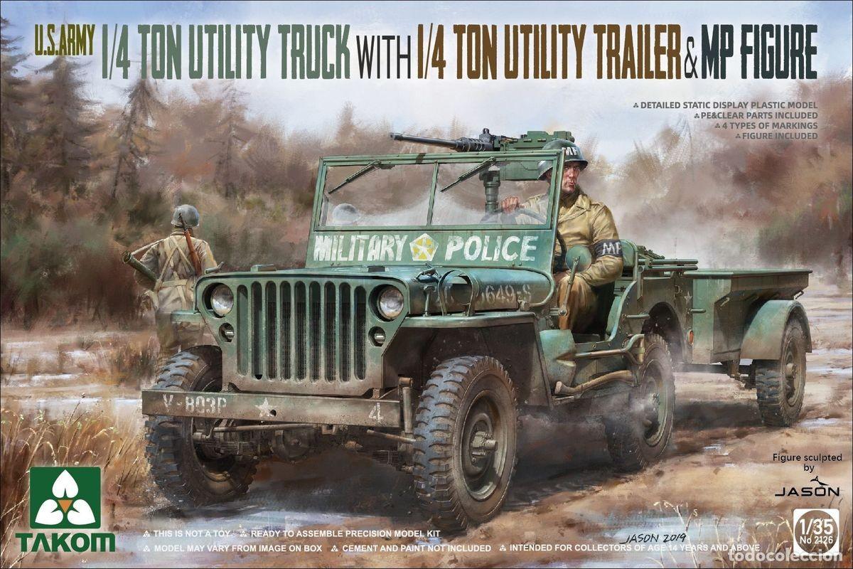 Maquetas: TAKOM - U.S. Army 1/4 ton utility truck with 1/4 ton utility trailer & MP figure+ EXTRAS 1/35 2126