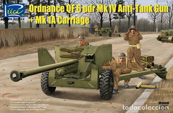 Maquetas: riich models - British Ordnance QF 6 pdr Mk IV Anti-Tank Gun and Mk 1a Carriage + extras1/35 rv35018