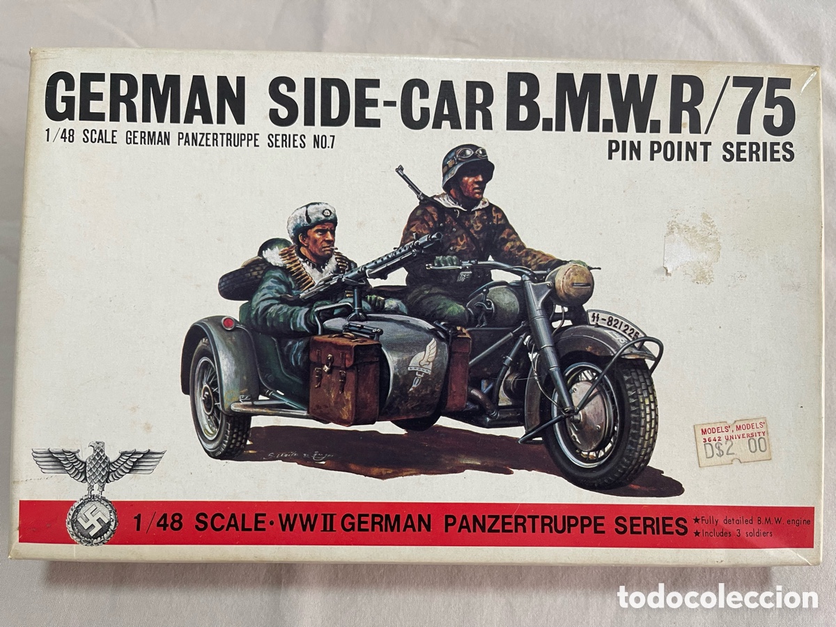 Maquetas: German Sidecar BMW R75 x 2 unidades 1:48 BANDAI maqueta figura carro moto figura