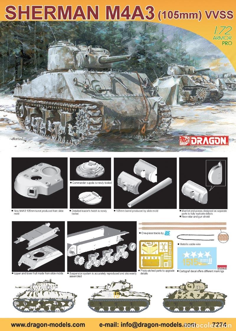 Maquetas: DRAGON - Sherman M4A3 (105mm) VVSS + EXTRA 1/72 7274 - Foto 4