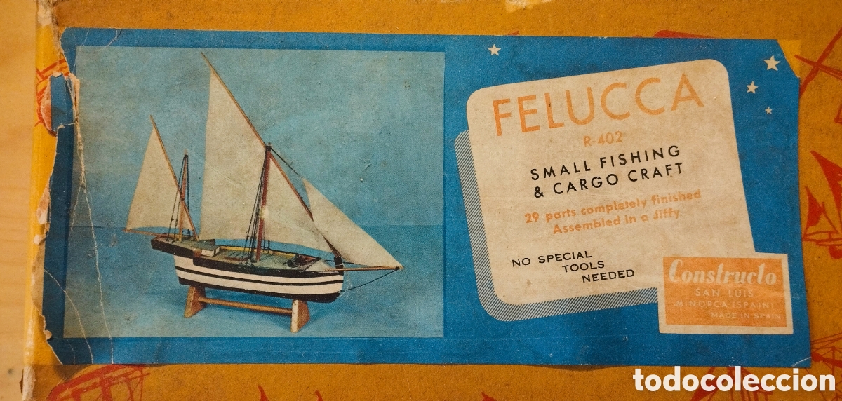 Maquetas: FELUCA CONSTRUCTO - MAQUETA DE MONTAJE A ESCALA - NO COMPLETO, S&Oacute;LO PIEZAS - A&Ntilde;OS 1960?