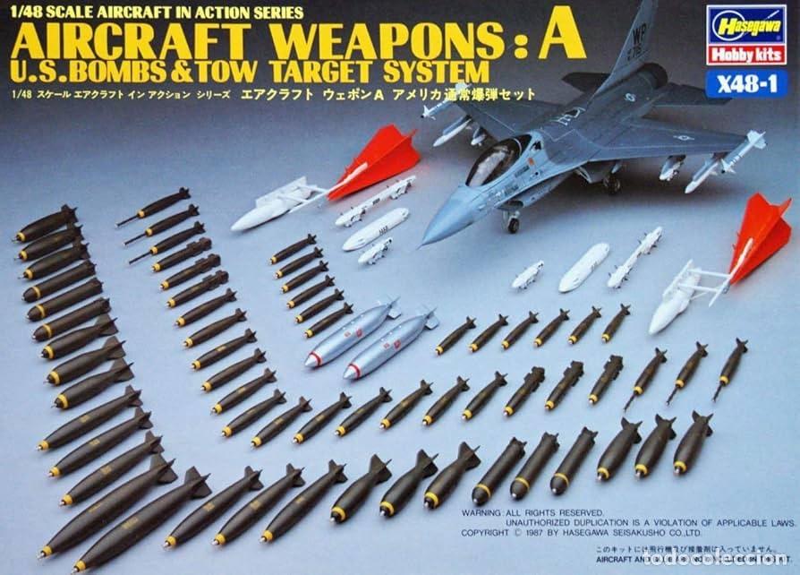 Maquetas: HASEGAWA - Aircraft Weapons: A U.S Bombs & Tow Target System 1/48 X48-1