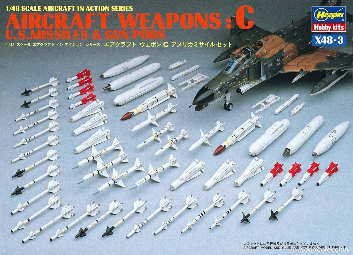 Maquetas: HASEGAWA - Aircraft Weapons: C U.S Missiles & Gun Pods 1/48 X48-3