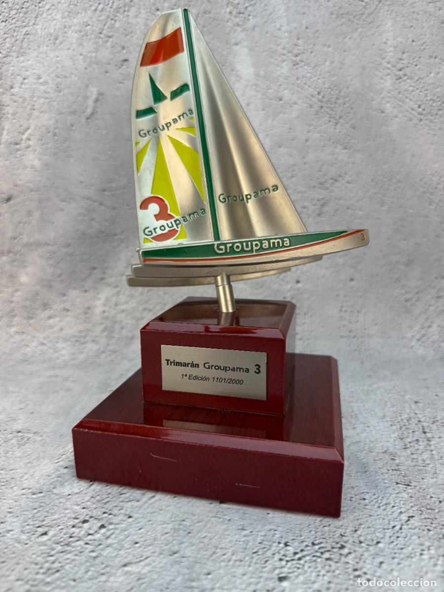 Maquetas: Limited Edition Groupama 3 Trimaran Metal Model on Wooden Base &ndash; 1st Edition No. 1101/2000 Collectib