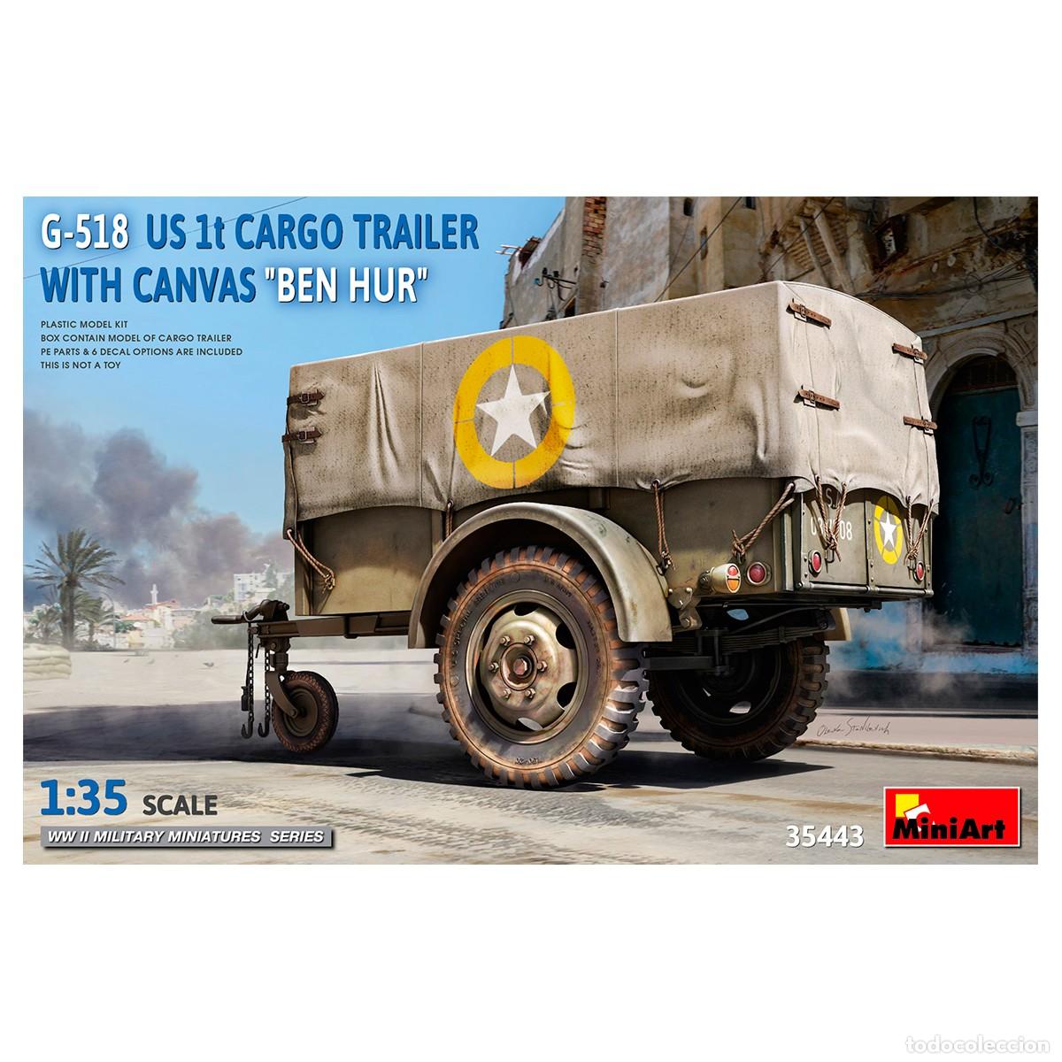 Maquetas: Maqueta Miniart Escala 1/35 G-518 US 1t Cargo Trailer Ben Hur