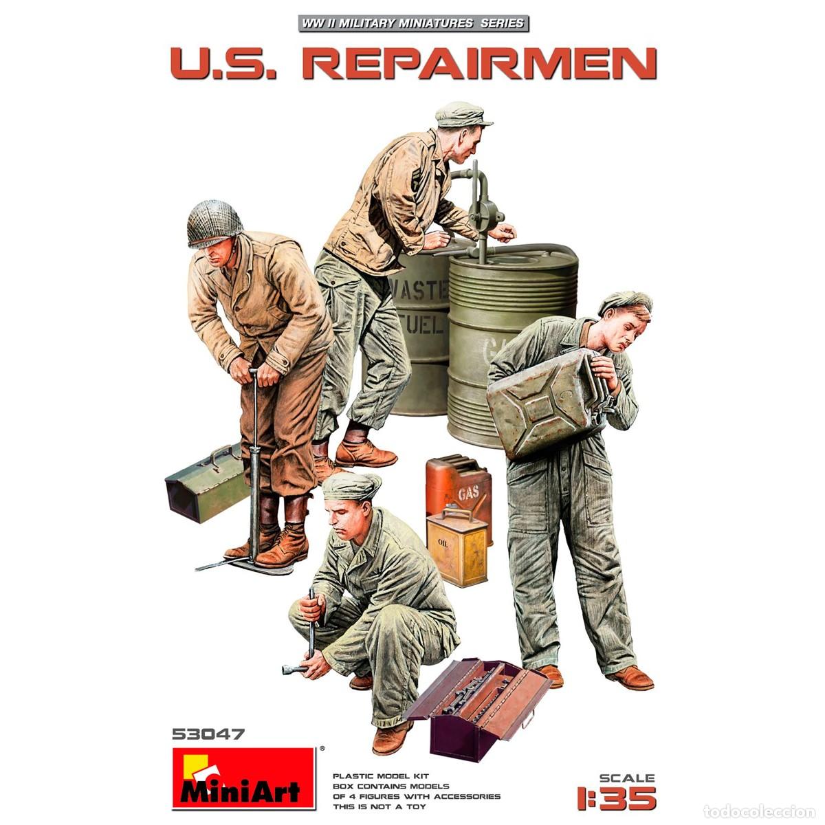 Maquetas: Maqueta Miniart Escala 1/35 U.S. Repairmen con accesorios