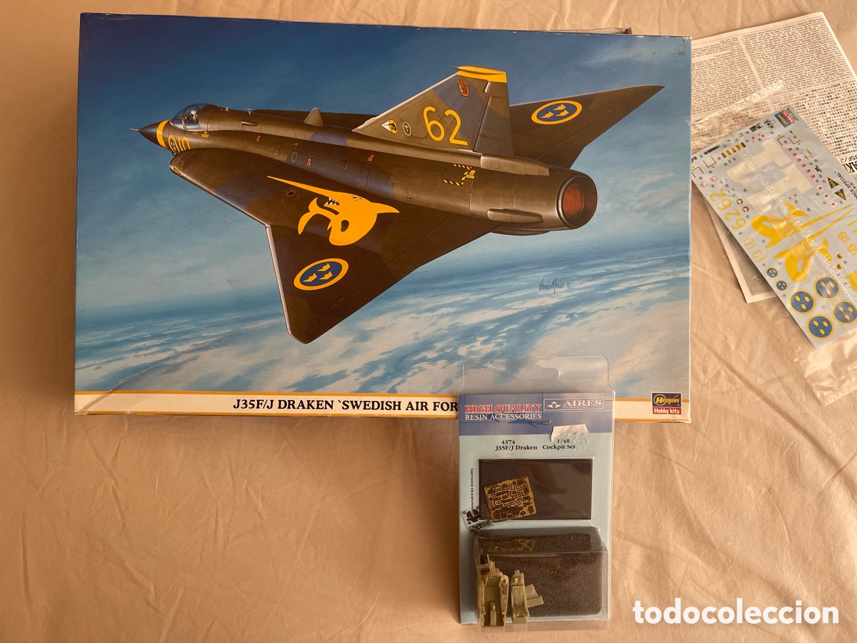 Maquetas: SAAB J35F/J DRAKEN &lsquo;Swedish Air Force Special&rsquo; Cockpit en resina AIRES 1:48 HASEGAWA 09837 / 4374