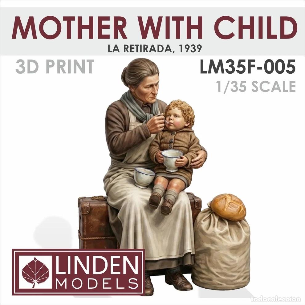 Maquetas: Linden Models - Madre Con Su Hijo La Retirada (1939) 1/35 LM35F-005