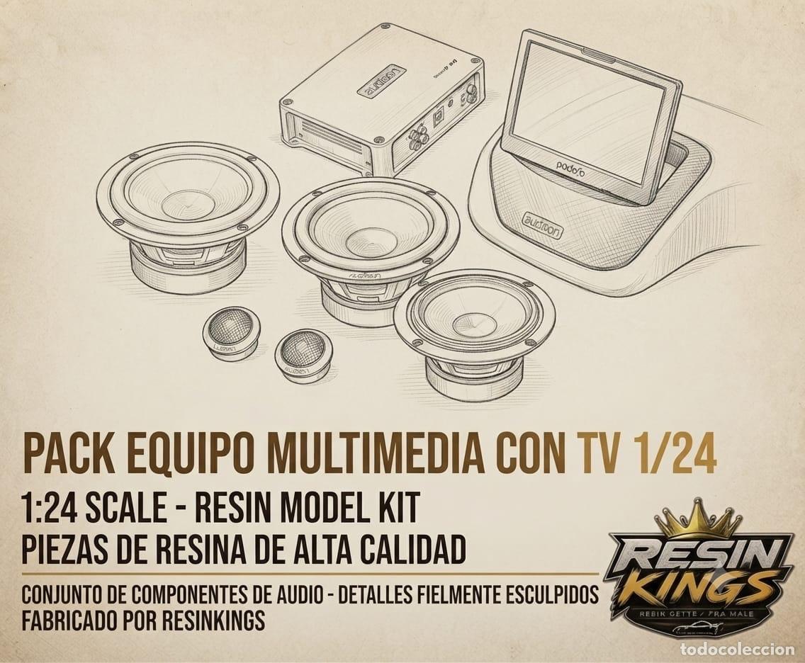 Maquetas: Resin Kings - Pack equipo multimedia con TV 1/24 RK12