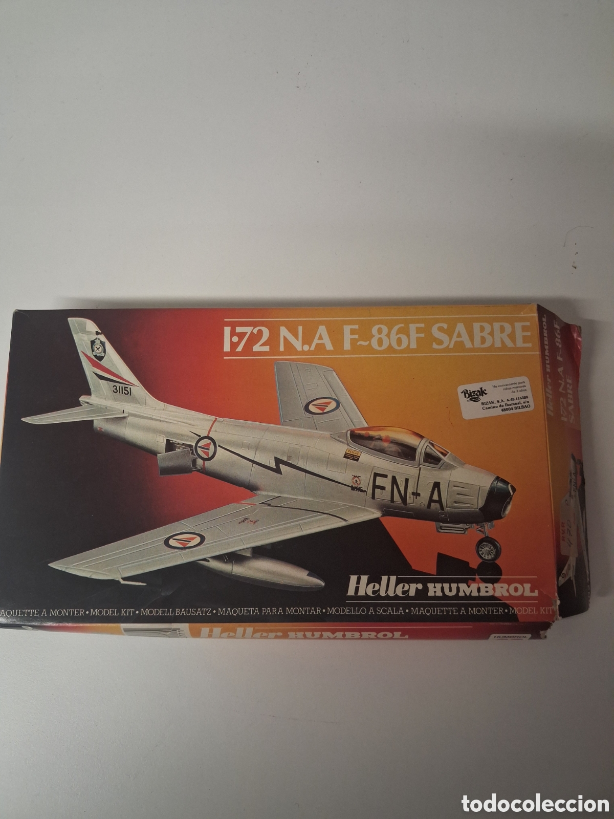 Maquetas: MAQUETA PARA MONTAR Y PINTAR DE AVION SABRE F86. HELLER. 1/72
